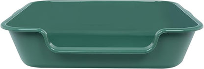 1 Pack of Extra Large Cat Litter Box (ABS Material), Low Entry Senior Litter Pen for Geriatric Kitty Big Cats, Jumbo Pet Safe Litter Boxes Tray for Indoor Pets Potty (Green, 24" L x 20" W)