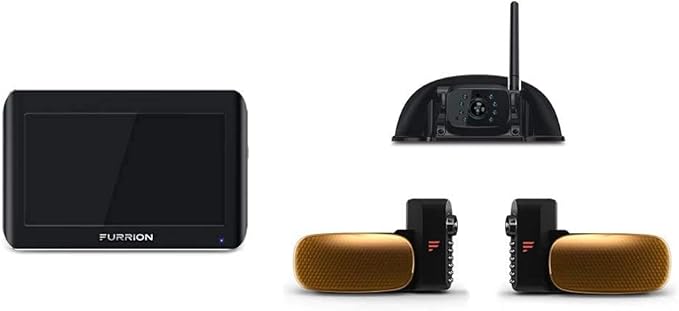 Furrion Vision S 3-Camera Wireless RV Backup System with 7-Inch Monitor, 1 Rear Sharkfin, 2 Side Running Light Cameras, Infrared Night Vision, Wide-Angle View, Hi-Res, IP65 Waterproof - FOS07TAEN | Lippert Components - 2020106863 Tire LINC Tire Pressur...
