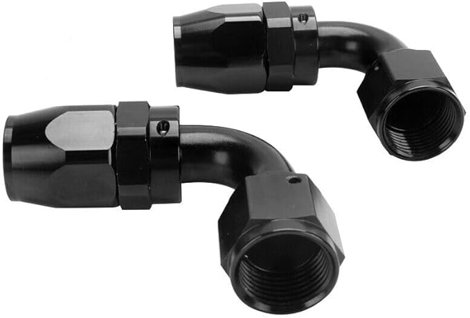 LokoCar 8AN Hose End Fitting 90 Degree Swivel For CPE Braided Hose Black 2Pcs