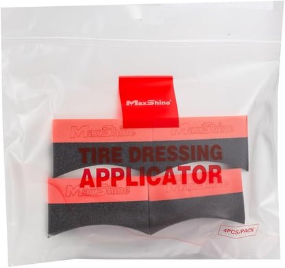 Maxshine Tire Dressing Applicator, Curved Foam Pad 10x4cm, Red & Black | Ergonomic Grip, High-Density Non-Abrasive | Even Tire, Trim & Wax Application
