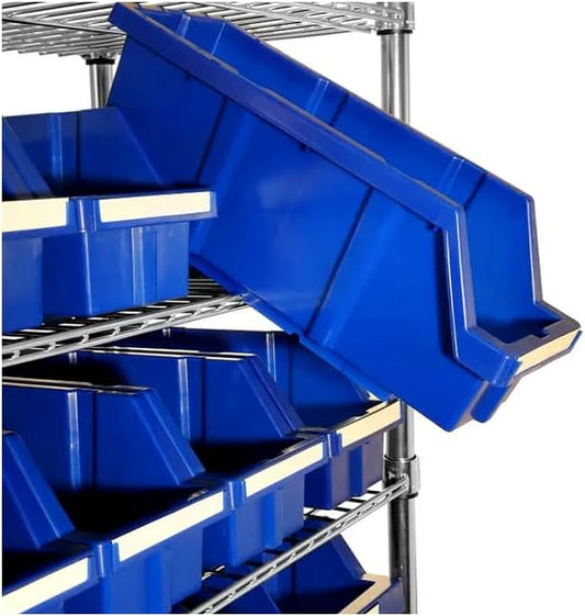 Heavy-Duty Steel Wire Shelving Storage Unit, 24-bin Rack with Wheels (Blue)