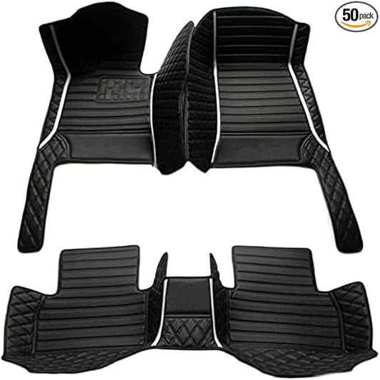 TAHALICustom Colors Car Floor Mats Black Pink for 99.9% Sedan SUV Sports， All-Weather Liners Car Floor mat，Luxury Leather Automotive Floor Mats (Black White mats,3D Floor Mats)