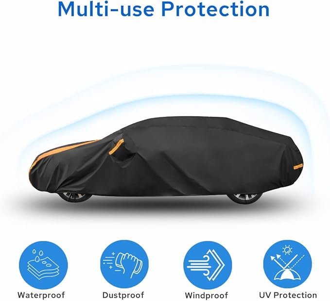 Avecrew Car Cover Waterproof All Weather for Automobiles, Outdoor Heavy Duty Full Exterior Covers for Sedans Up to 177" L