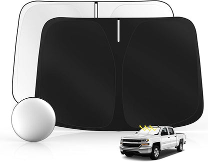 Windshield Sun Shade for Ch-evro-let Silverado 1500 2014-2018 Foldable Sunshade Custom Fit Front Window Car Interior Accessories Protector Blocks UV Rays