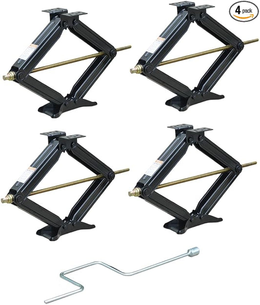 Bastion Distribution Four 30" Scissor Jacks with a Crank Handle | 5000lbs Capacity | Adjustable 5-30” Height | Leveling & Stabilizing | BJ-5000MSJ30