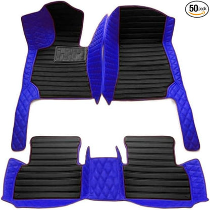 TAHALICustom Colors Car Floor Mats Black Pink for 99.9% Sedan SUV Sports， All-Weather Liners Car Floor mat，Luxury Leather Automotive Floor Mats (Blue Black,3D Floor Mats)