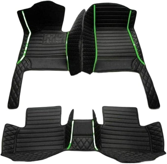 Custom Colors Car Floor Mats Black Pink for 99.9% Sedan SUV Sports， All-Weather Liners Car Floor mat，Luxury Leather Automotive Floor Mats (3D Black Green,3D Floor Mats)