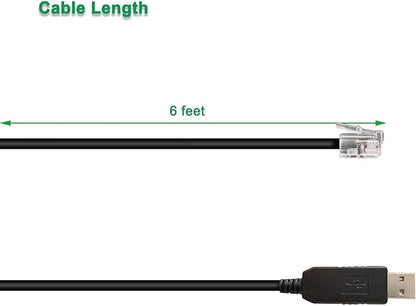 Radar Detector Power Cord for Beltronics, Escort Passport 9500ix, Uniden R3 R7 - RJ11 to USB Cable 6 FT