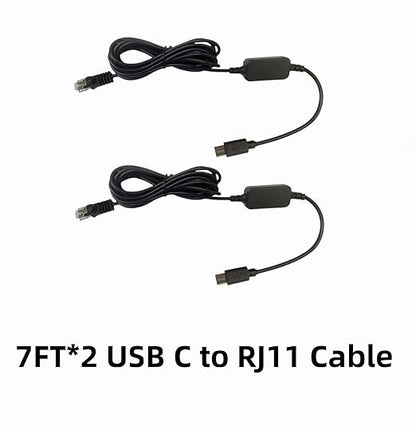 USB C to RJ11 Radar Detector Power Cord Cable(7FT*2) for Escort Valentine One Uniden Beltronics