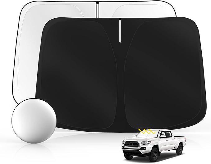 Windshield Sun Shade for Toyo-ta Tacoma 2016-2025 2026 Foldable Sunshade Custom Fit Front Window Car Interior Accessories Protector Blocks UV Rays