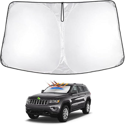 T TGBROS Windshield Sun Shade for Jeep Grand Cherokee 2011-2021 Accessories Foldable Sun Shield Front Window Sunshade Cover Sun Visor Cover Block Heat and Sun Protection(NOT for Cherokee L)