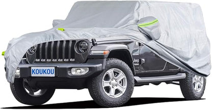 KouKou 6 Layers SUV Car Cover Waterproof All Weather, Universal Fit for Jeep Wrangler Unlimited JK JL/Commander, Subaru Outback, Cadillac SRX etc, Outdoor Sun UV Dust Protection. (181 to 190 inches)
