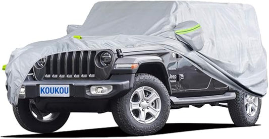 KouKou 6 Layers SUV Car Cover Waterproof All Weather, Universal Fit for Jeep Wrangler Unlimited JK JL/Commander, Subaru Outback, Cadillac SRX etc, Outdoor Sun UV Dust Protection. (181 to 190 inches)