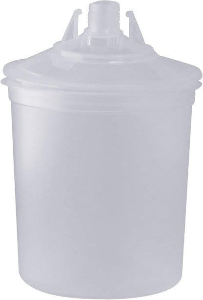 Disposable Paint Sprayer Mixing Cup for Automotive Paint Gun, HVLP Paint Spray Paint Gun 20 Ounce (600ml) Kit with 50 Cups and Lids System, 1 Hard Cup with Retainer Ring and 10 Plugs