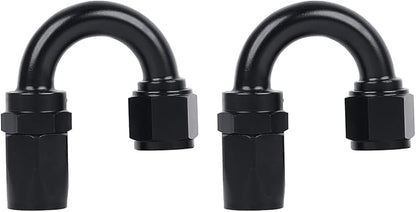LokoCar 10AN Hose End Fitting 180 Degree Swivel For CPE Braided Hose Black 2Pcs