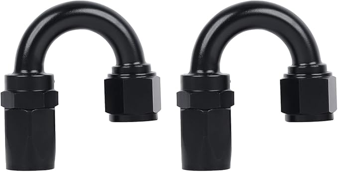 LokoCar 8AN Hose End Fitting 180 Degree Swivel For CPE Braided Hose Black 2Pcs