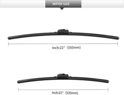 Front Windshield Wipers, 2-Piece Set for BMW Z4 2.5i 3.0i 3.0si 2003 2004 2005 2006 2007 2008 - Automotive Replacement Front Wiper Blades for Car Window