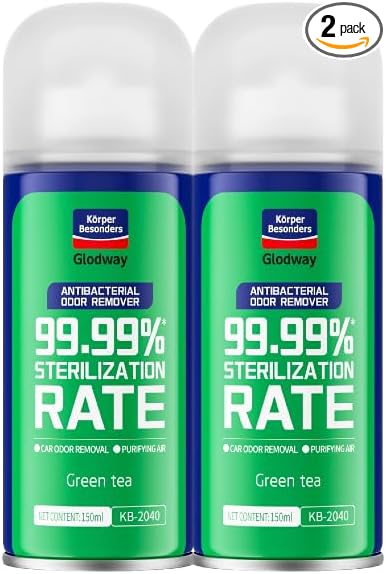 Glodway Whole Car Air Refresher Spray,Odor Eliminator Eliminates Strong Vehicle Odors,Green Tea Scent-6 Ounce Spray Bottle (Plack of 2)