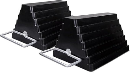 2 Packs Rubber Heavy Duty Wheel Chocks for Travel Trailers with Eye Bolt, Solid Wheel Chock Stopper for Camper, RV, Cars and Truck, Black, 9" Length x 7.1" Width x 5.5" Height