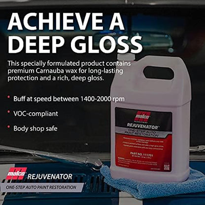 Malco Paint Rejuvenator - One Step Automotive Paint Restoration/Clear Coat Scratch and Swirl Remover/Re-Shine Old, Aged Paint to Look New / 1 Gallon (111701)