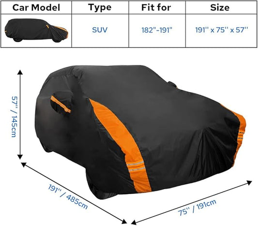 Avecrew SUV Car Cover Waterproof All Weather for Automobiles, Outdoor Heavy Duty Full Exterior SUV Covers (Length: 182"-191")