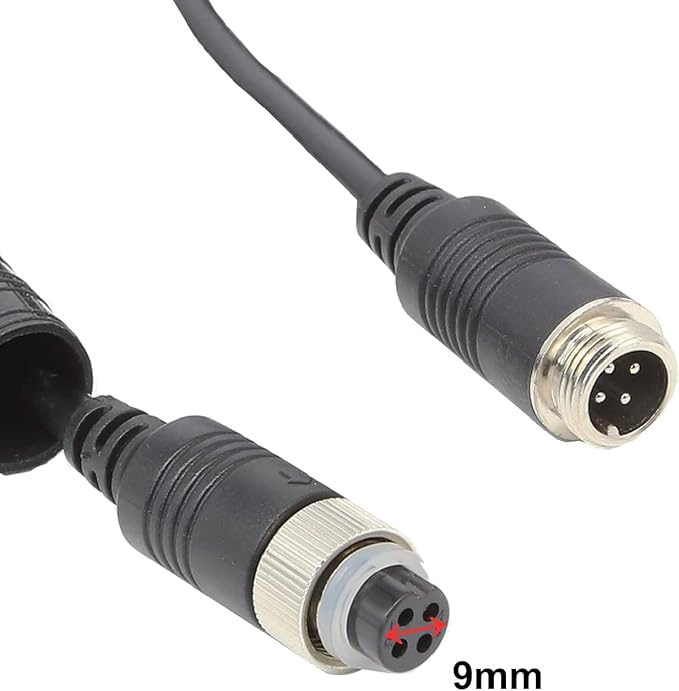 4 Pin Backup Camera Cable with Corrugated Tube Cover, 4 Pin Aviation Extension Cord, Weatherproof, Compatible with Rearview Camera Systems, Radar DVRs, CCTV Security Systems(65FT/20M)