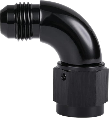 90 Degree 6AN Male to 6AN Female Swivel Full Flow Fitting Adapter Coupler Aluminum Black