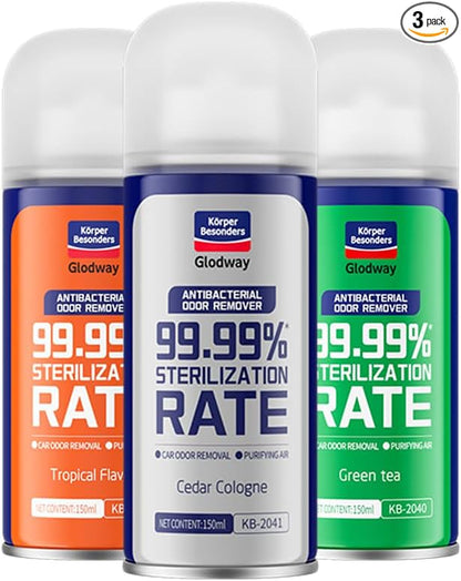 Glodway Whole Car Air Refresher,Odor Eliminator Remover Spray For Car,Three Kinds Scents Freshener With Odour Eliminator Technology,Long-Lasting Scent,6 Ounce(Pack of 3)