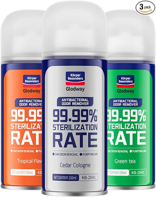 Glodway Whole Car Air Refresher,Odor Eliminator Remover Spray For Car,Three Kinds Scents Freshener With Odour Eliminator Technology,Long-Lasting Scent,6 Ounce(Pack of 3)