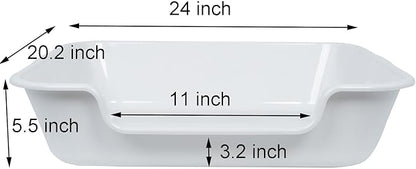 1 Pack of Extra Large Cat Litter Box (ABS Material), Low Entry Senior Litter Pen for Geriatric Kitty Big Cats, Jumbo Pet Safe Litter Boxes Tray for Indoor Pets Potty (Gray, 24" L x 20" W)