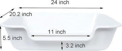 1 Pack of Extra Large Cat Litter Box (ABS Material), Low Entry Senior Litter Pen for Geriatric Kitty Big Cats, Jumbo Pet Safe Litter Boxes Tray for Indoor Pets Potty (White, 24" L x 20" W)