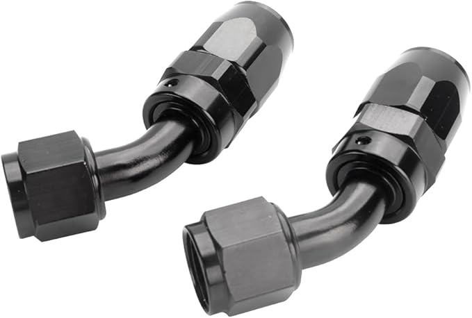 LokoCar 12AN Hose End Fitting 45 Degree Swivel For CPE Braided Hose Black 2Pcs