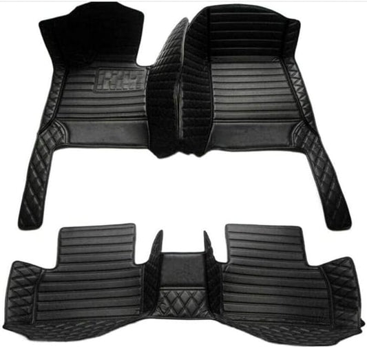 Custom All-Weather Protection Leather Car Floor Mats for Cars Sedan SUV Sports Car Waterproof Floor Mat (All Black)