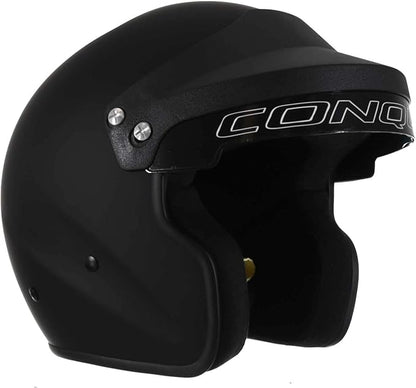 Conquer Snell SA2020 Approved Open Face Auto Racing Race Car Helmet - Adult | Men | Women | Youth - ( Black / White / Silver )