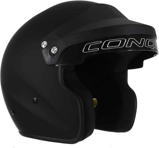 Conquer Snell SA2020 Approved Open Face Auto Racing Race Car Helmet - Adult | Men | Women | Youth - ( Black / White / Silver )