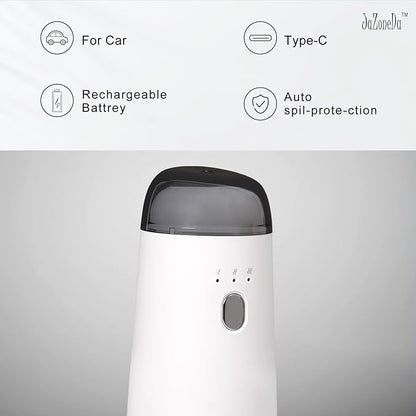Waterless Diffuser for Essential Oil, Rechargeable Mini Aromatherapy Diffuser for Home & Car, Portable Cordless Design, Fits Car Cup Holder, 3 Mist Levels, 2-Hour Timer, Type-C Charging