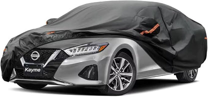 Kayme 7 Layers Car Cover Custom Fit for Nissan Maxima (1988-2025) Waterproof All Weather for Automobiles, Outdoor Full Cover Rain Sun UV Protection.Black