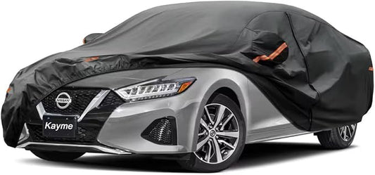 Kayme 7 Layers Car Cover Custom Fit for Nissan Maxima (1988-2025) Waterproof All Weather for Automobiles, Outdoor Full Cover Rain Sun UV Protection.Black