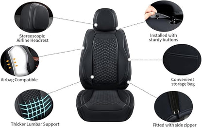 2 Packs Car Seat Covers Leather Car Seat Covers Universal Seat Covers for Car, SUV,Truck (Black)