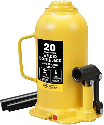 YELLOW JACKET 20 Ton Bottle Jack All Welded Hydraulic Jack with 2-Section Long Handle, for Car, Pickup Truck, Truck, RV, Auto Repair, Industrial Engineering