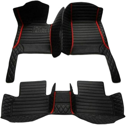 Custom Colors Car Floor Mats Black Pink for 99.9% Sedan SUV Sports， All-Weather Liners Car Floor mat，Luxury Leather Automotive Floor Mats (3D Black Red 1,3D Floor Mats)
