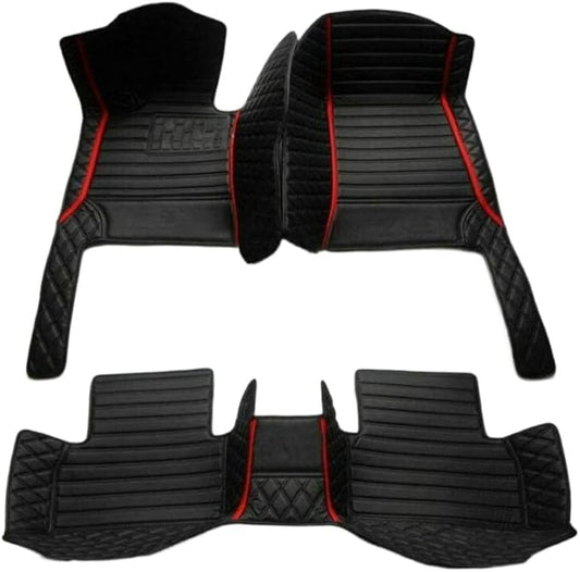 Custom Colors Car Floor Mats Black Pink for 99.9% Sedan SUV Sports， All-Weather Liners Car Floor mat，Luxury Leather Automotive Floor Mats (3D Black Red 1,3D Floor Mats)
