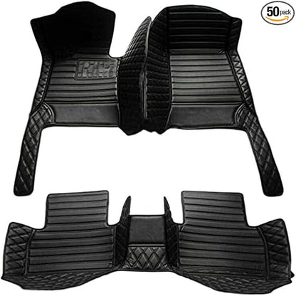 TAHALICustom Colors Car Floor Mats Black Pink for 99.9% Sedan SUV Sports， All-Weather Liners Car Floor mat，Luxury Leather Automotive Floor Mats (Black-,3D Floor Mats)