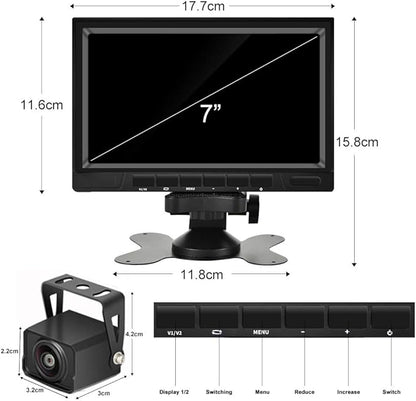 AHD Dual Backup Camera with 7'' 1080P DVR Monitor, Front and Rear View Camera Waterproof Night Vision Reversing Camera for Truck Pick Up RV Camper Bus 12V-36V