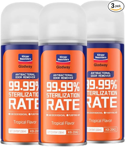 Glodway Whole Car Air Refresher Spray,Odor Eliminator Eliminates Strong Vehicle Odors,Tropical Flavor Scent-6 Ounce Spray Bottle (Plack of 3)