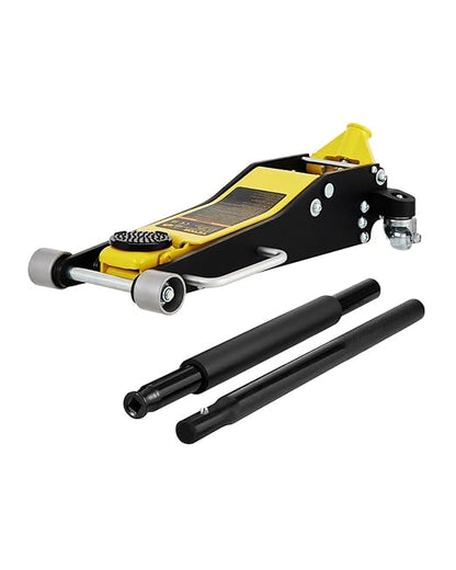 VEVOR 3 Ton Low Profile , Aluminum and Steel Racing Floor Jack with Dual Pistons Quick Lift Pump for Sport Utility Vehicle, Lifting Range 3-6/11"-19-11/16", yellow,black