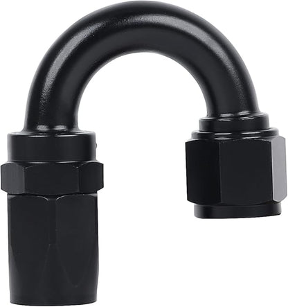 LokoCar 8AN Hose End Fitting 180 Degree Swivel For CPE Braided Hose Black 2Pcs