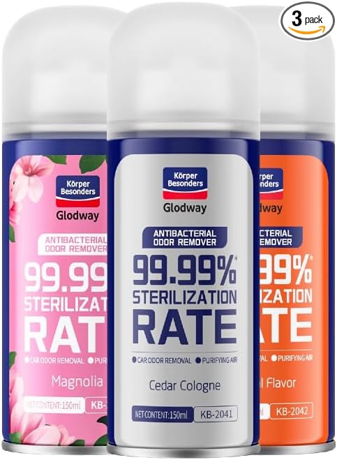 Glodway Whole Car Air Refresher,Odor Eliminator Remover Spray For Car,Scents Freshener With Odour Eliminator Technology,Long-Lasting Scent,6 Ounce(Pack of 3)