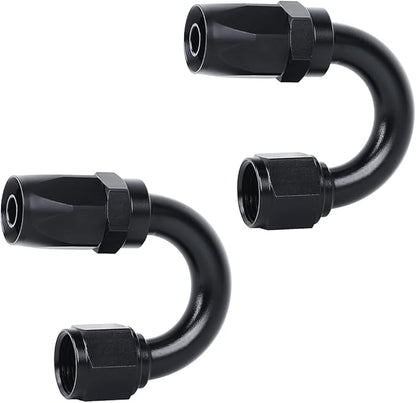 LokoCar 6AN Hose End Fitting 180 Degree Swivel For CPE Braided Hose Black 2Pcs