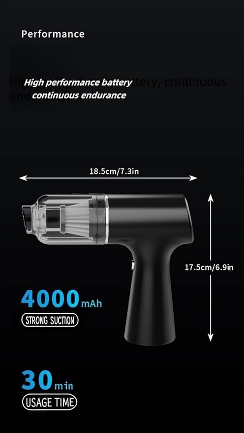 Car Vacuum Cleaner, Handheld Vacuum, Suction/Blowing/Filling 4-in-1, 4000PA/6000PA/12000PA, Large Capacity, Portable Rechargeable (12000PA)